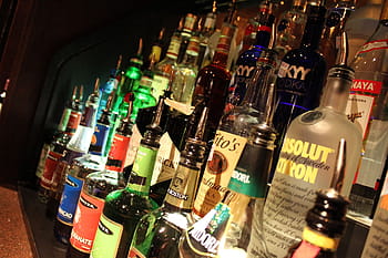 bar wine bottle lot, liquor, alcohol, bar, club, drink, liquor bottles, beverages, cocktails