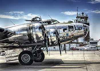 chromové dopravní letadlo, letoun, vojenský, letadlo, b-17, bombardér, létající pevnost, pevnost, wwii, americký, vrtule