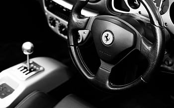 czarny, kierownica samochodu ferrari, supercar, wnętrze, samochód, pojazd, automatyczny, silnik, luksus, nowoczesny, kosztowny