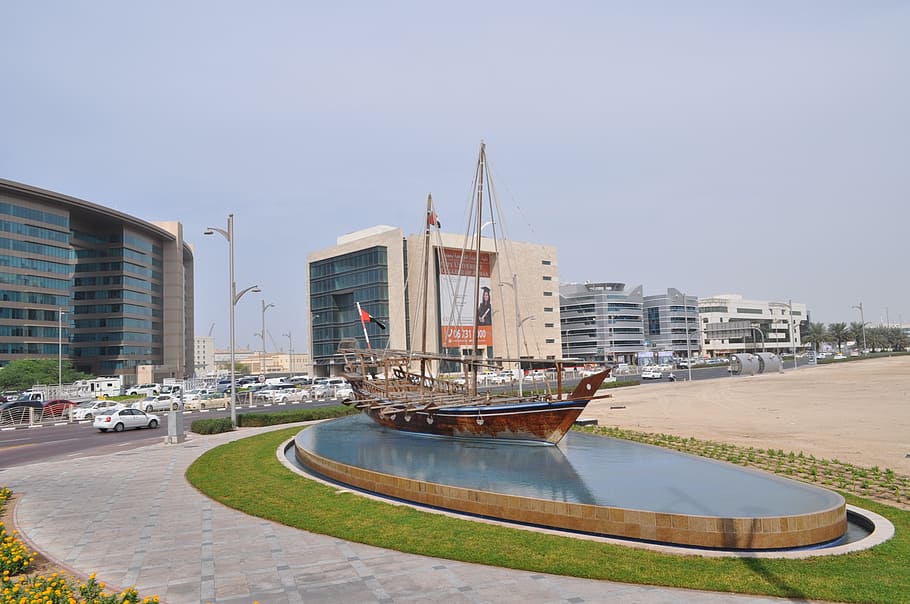 łódz, monument, fountain, dubai, city