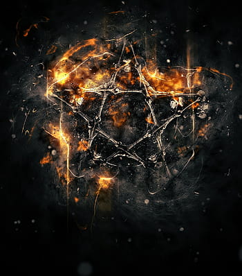 vyrýt, hvězda, oheň, digitální, tapeta na zeď, tentagram, hrůza, hvězd, náměstí, v noci
