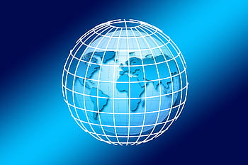modrý, bílý, logo zeměkoule, zeměkoule, Země, svět, globalizace, planeta, mřížka, síť, globální