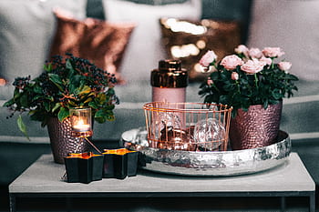 natal, natal rosa, decoração de natal, vela, velas, flores cor de rosa, rosa dourado, cores pastel, interior, dezembro, glamour