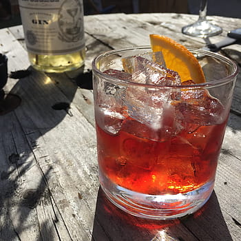negroni, drink, cocktail, bar, ice, alcohol, glass, beverage, orange, gin, cold