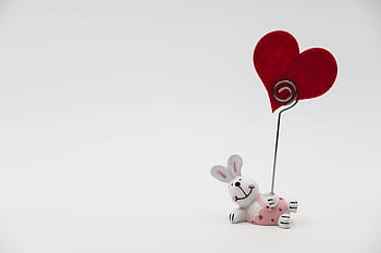 bunny, holding, heart heart, stick, figure, easter bunny, hare, love, heart, romantic, affection