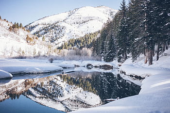 fotografie krajiny, horské alpy, tělo, voda, Příroda, krajina, hora, sníh, zimní, Studený, počasí