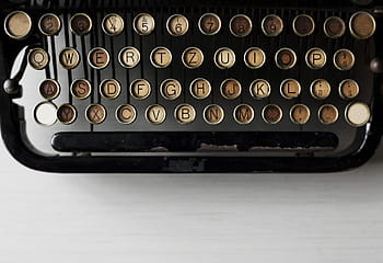 black typewriter, black, qwerty, pad, alphabets, ancient, author, data, document, editorial, information