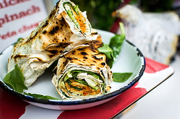 vegetariano, avvolgere, spinaci, salutare, colorato, Londra, cibo, piatto, pasto, buongustaio, cena
