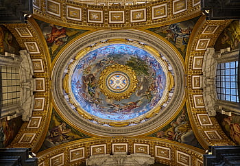 bazilika svatého Petra, Vatikán, svítí, večer, slavný, architektura, kostel, náboženství, dom, deka, umění