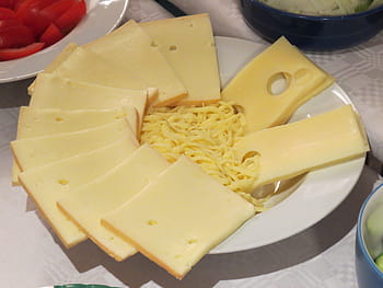 slice cheeses, plate, Grated, Discs, Raclette Cheese, cheese, raclette, gouda, emmental, food, ingredient