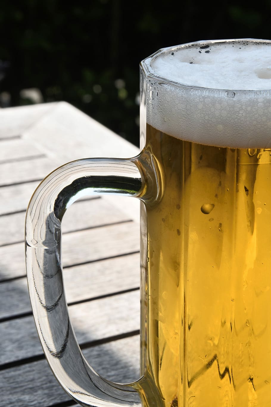 skleněné stein hrnek, naplněné, likér, během dne, pivo, hrnek na pivo, letní, sklenka