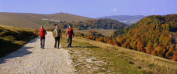escursione, pista, camminando con bastoni, montagna, il percorso europeo, e5, Lessinia, Italia