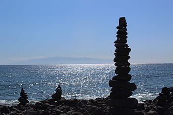 blue, calming, esoteric, stones, sun, sea, background, rest, nature, peaceful, design