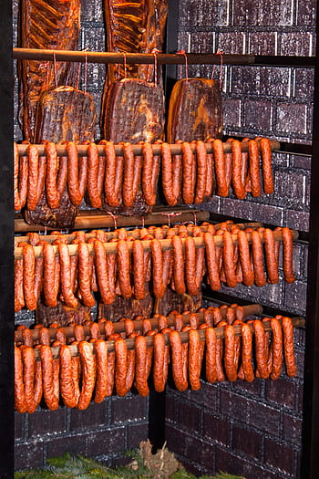 Rauchen, Bratwurst, Wurst, Lebensmittel, geräuchert, herzhaft, rote Wurst, Essen, Räucherofen, Hitze