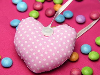 herzförmig, Rosa, Weiß, Dekor, Herz, Stoff, Smarties, Liebe, Valentinstag, Süss, süß