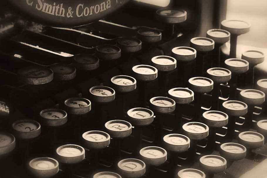 black, gray, typewriter, closeup, photography, black and gray, closeup photography, vintage, vintage typewriter, antique, type