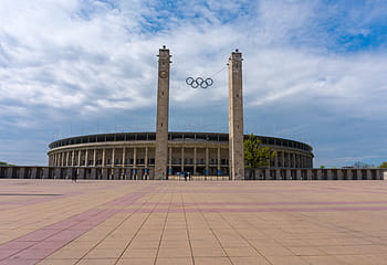 architecture, berlin olympic stadium, fussballstadtion, olympic rings, berlin, history, historically