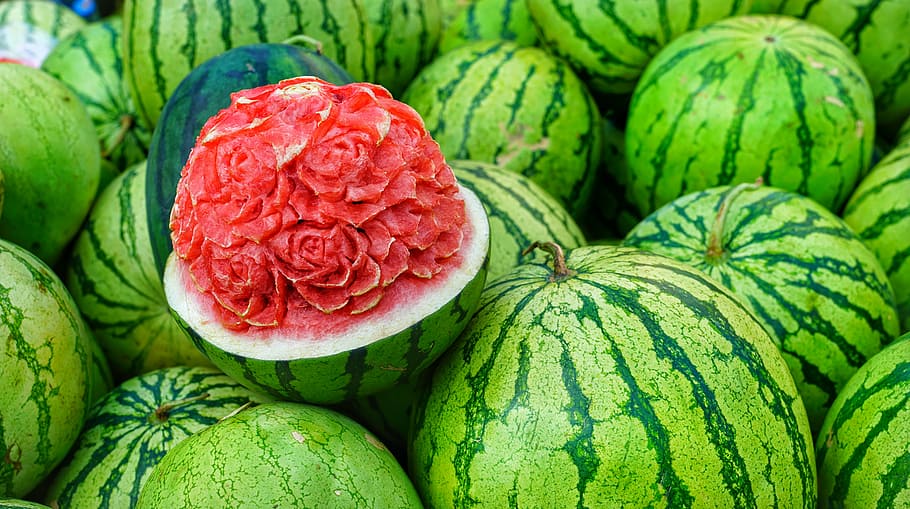 detailní, fotografování, ovoce meloun, voda, melouny, Zobrazit, vyřezávané, květ, zralý, jídlo, ovoce