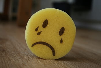 emotikonu, emoce, smajlíci, tváře, pocity, nálada, smutný, smutek, houba na mytí, emoji, plakat